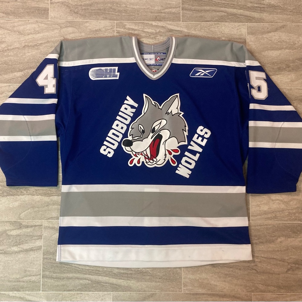 2000s Sudbury Wolves Game Worn Used Hockey Jersey #45 NNOB OHL Ontario MIC Sz 54